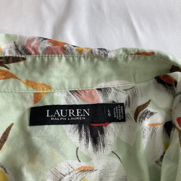 Lauren Ralph Lauren Sage‎ Green Floral Button Up Shirt Size L Cottagecore Fairy - Picture 4 of 16
